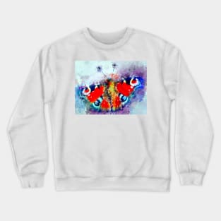 Watercolor Peacock Butterfly Crewneck Sweatshirt